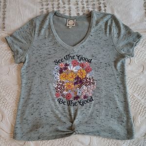 NWOT Quoted Faded Green Shirt